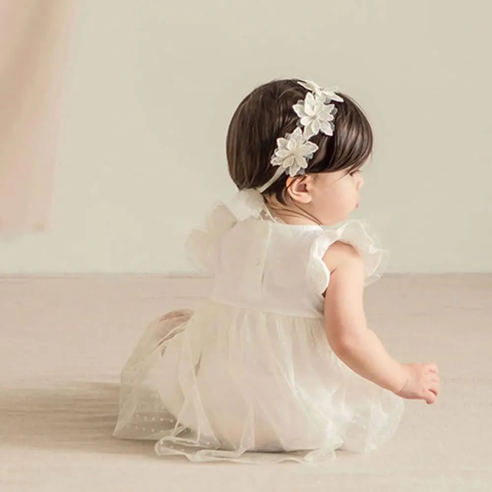 Baby girls cute bow-knot headband with lace floral design elastic non-toxic 8-22 inches