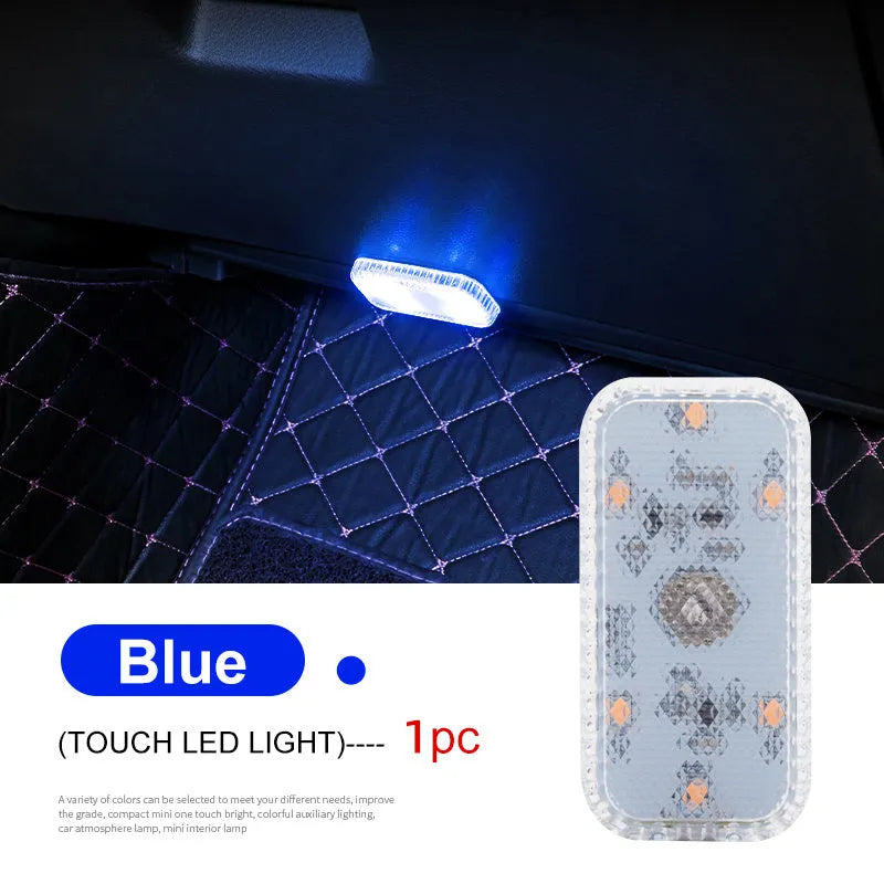 Monochrome Touch Light rechargeable LED touch control light in blue with USB cable