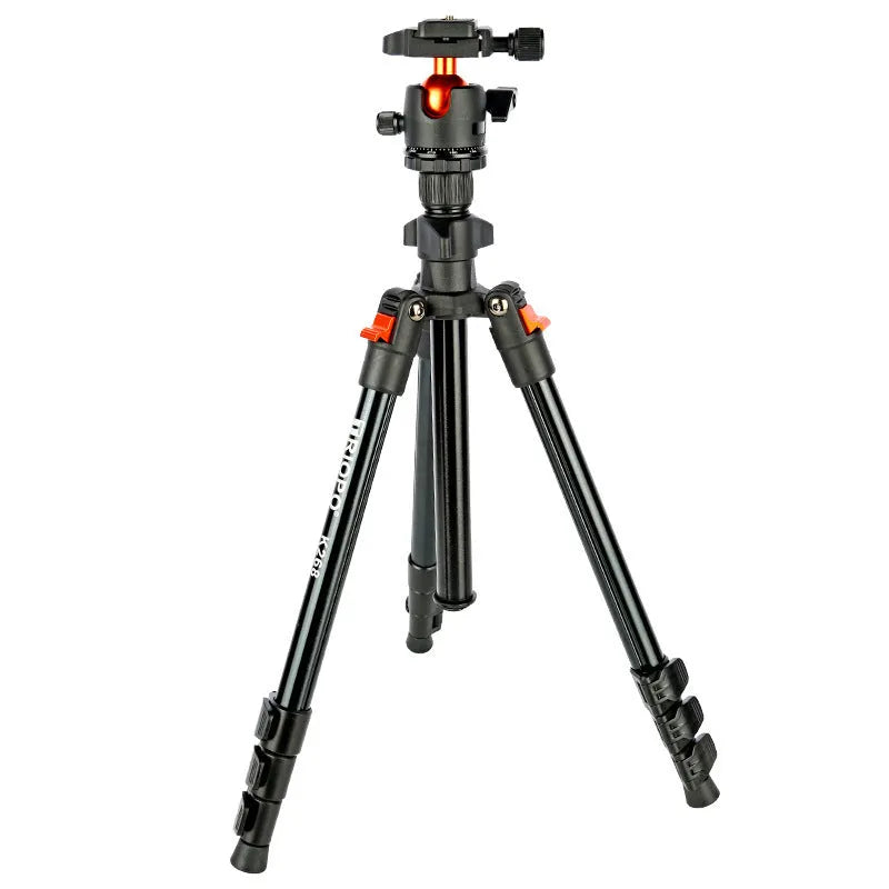 Orange aluminum alloy folding portable SLR camera tripod with 2-5kg load bearing