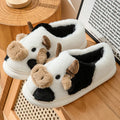 Women's cotton platform slippers with non-slip PVC sole, sweet style, indoor home footwear