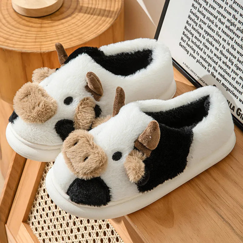 Women's cotton platform slippers with non-slip PVC sole, sweet style, indoor home footwear