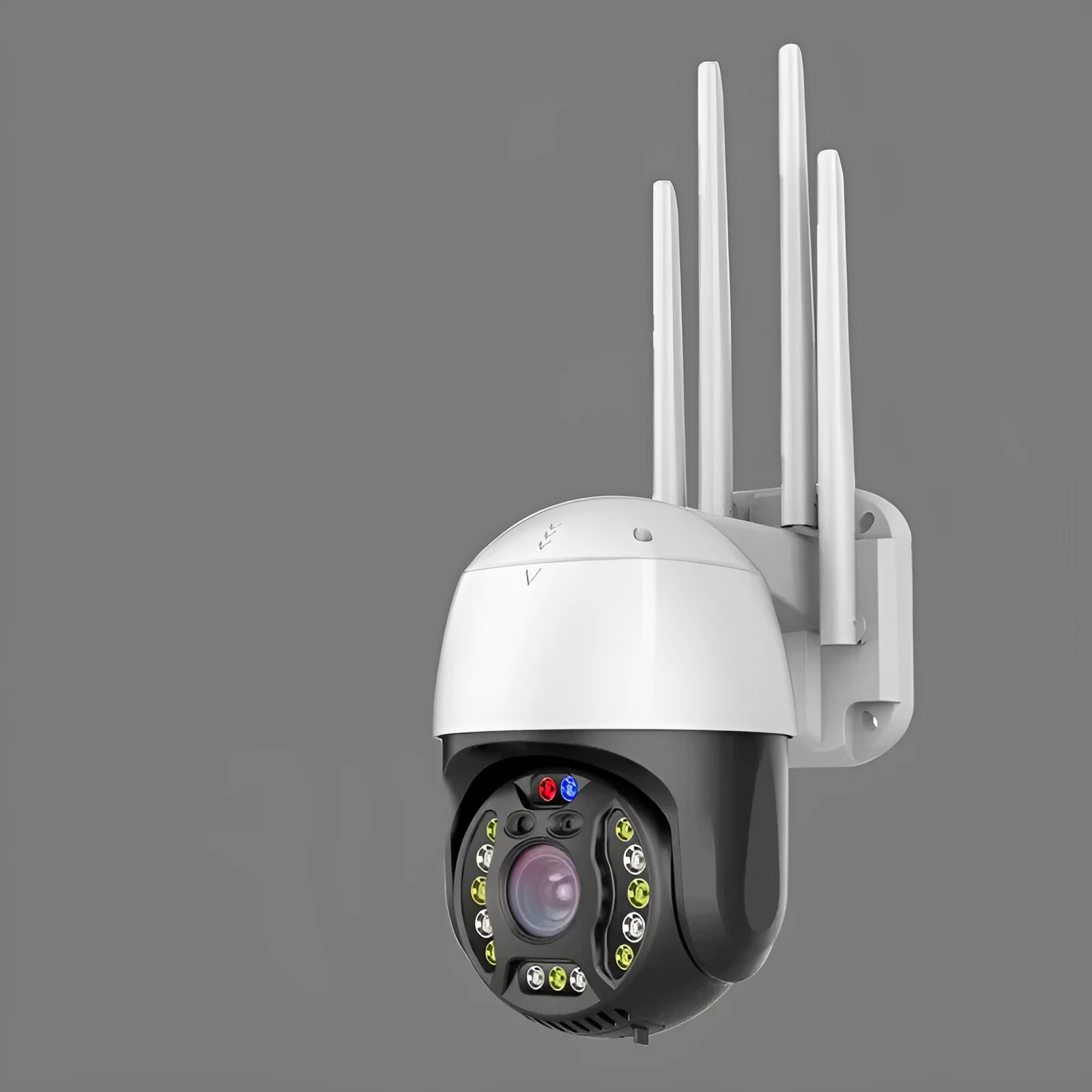 Outdoor dome surveillance camera with 360-degree rotation on a wall mount