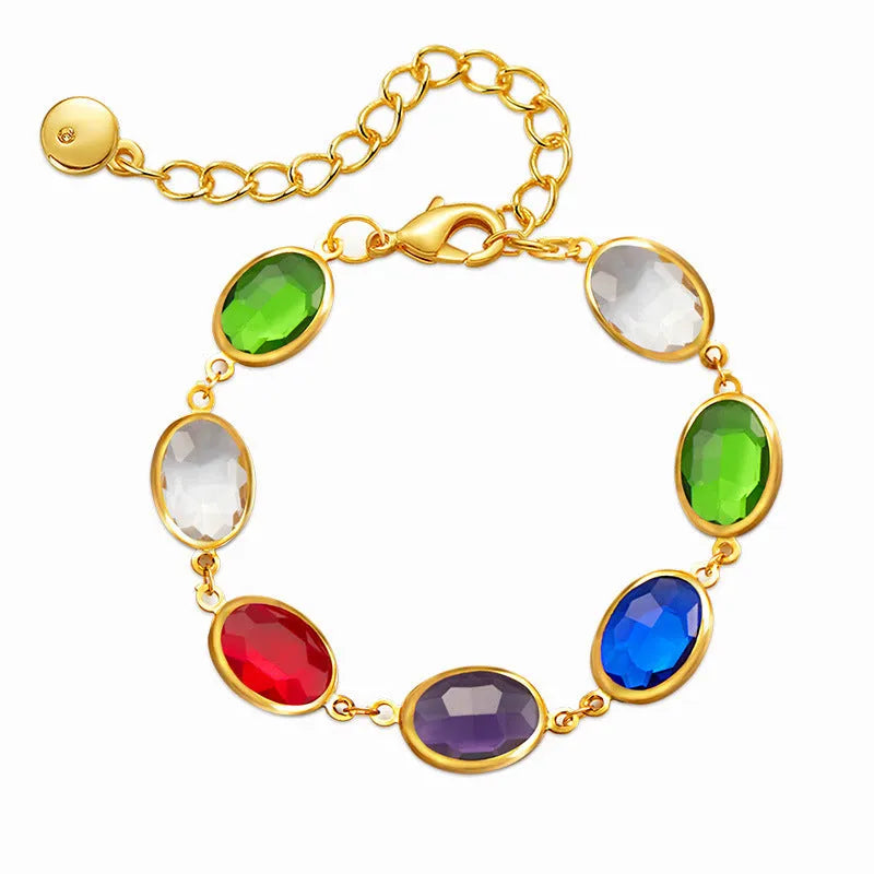 Copper geometric bracelet with glass inlay in blue, green, or multicolor colours