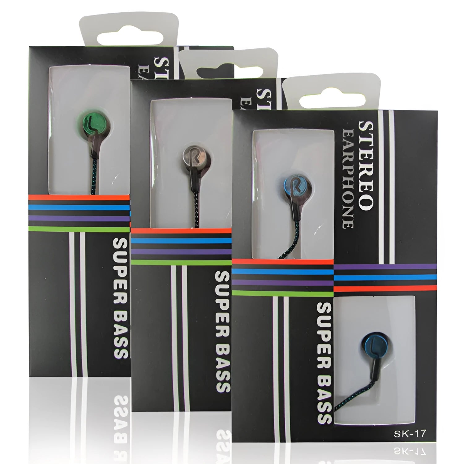 Classic nylon braided in-ear headset with 3.5mm plug in blue and gold colours