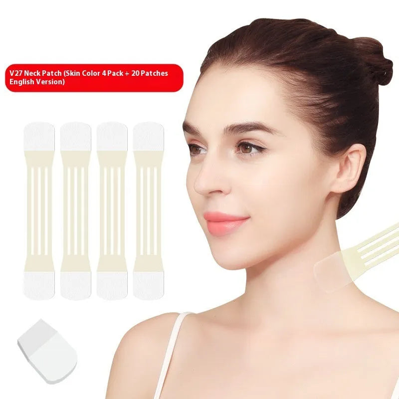 V27 neck pattern firming adhesive tape in skin tone colour with 20 patches across four packs