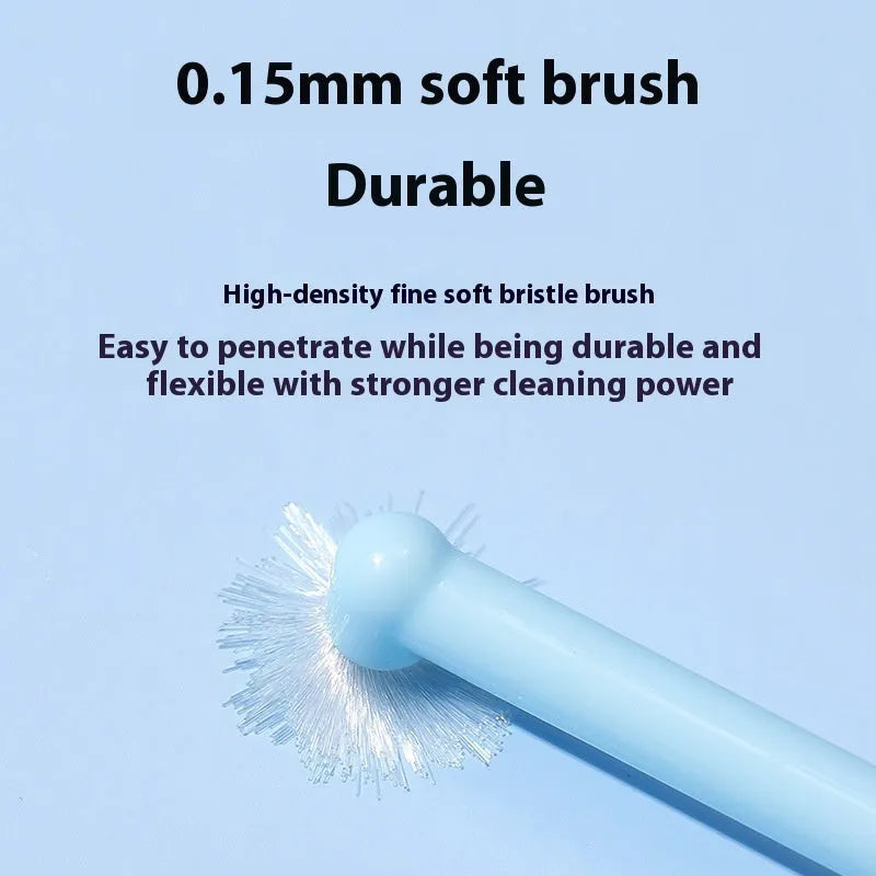 Pet orthodontic toothbrush with soft bristles in multiple colours including red, blue, green, yellow for cleaning dog and cat teeth