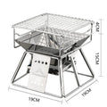 Portable stainless steel folding BBQ grill with non-stick surface in silver, with carrying case, for outdoor camping and picnics