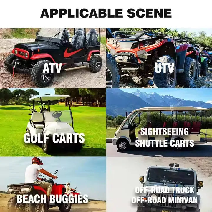 Long plastic Bluetooth audio speaker belt for mounting on a golf cart or ATV.
