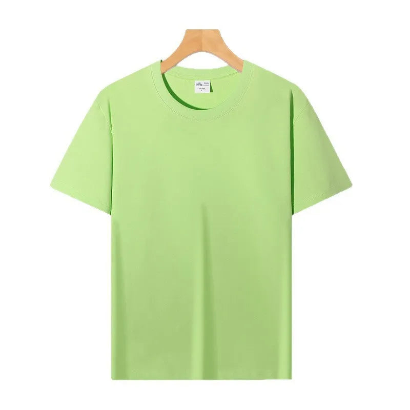 Liquid ammonia cotton short-sleeved shirt in solid colour, loose pullover fit, available in white, black, blue, green, and more