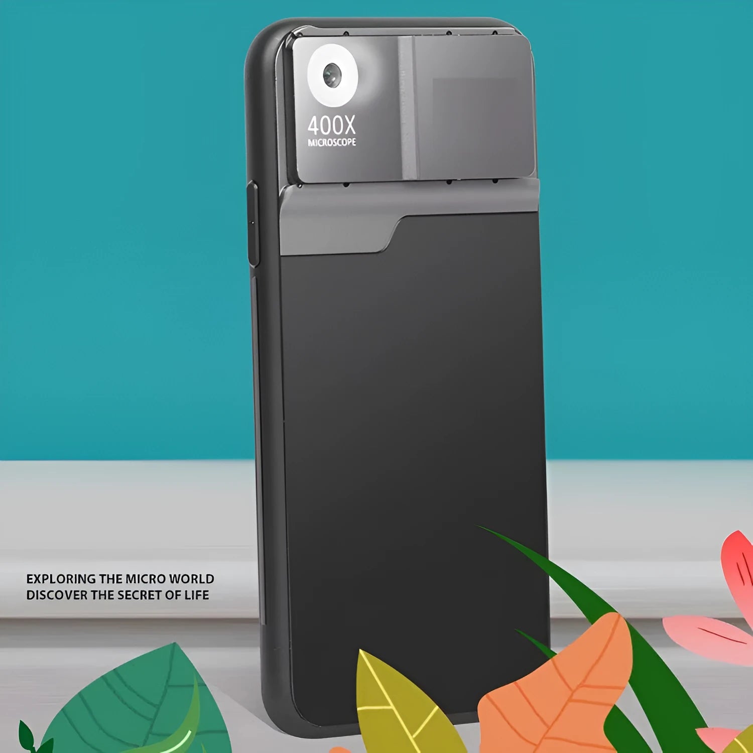 Black silver aluminum alloy 400X mobile phone microscope lens with TPU case for iPhone