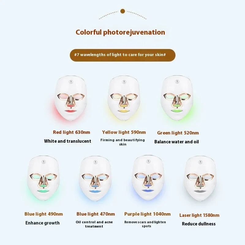 Rechargeable manual touch LED beauty mask device in white rose gold rim colour