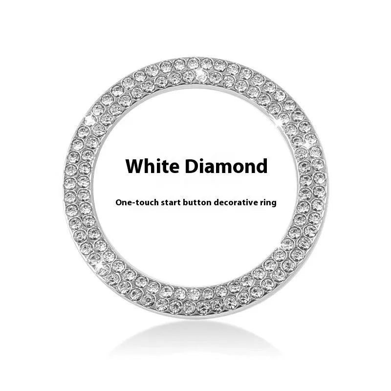 Double row Czech rhinestone alloy car ignition button cover ring, 4cm outer, 3.2cm inner, available in five diamond colours