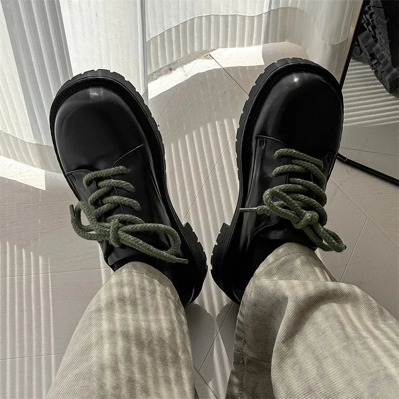 Big Head Derby platform casual shoes with microfiber upper and rubber sole for height increase