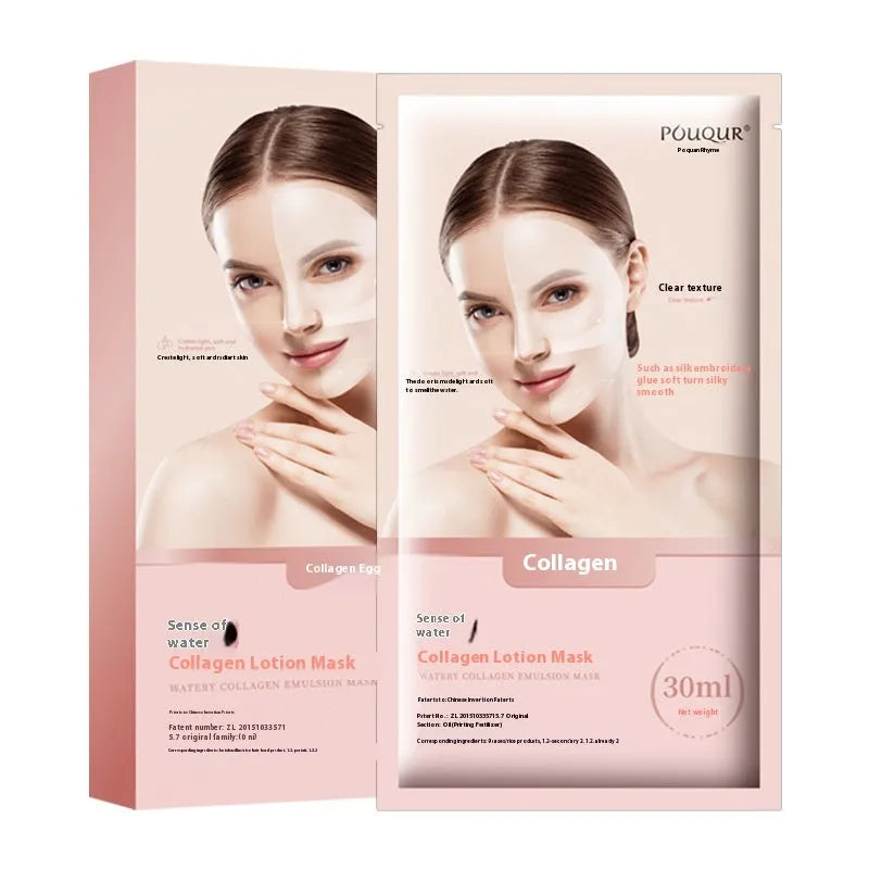 Collagen lotion mask box with water-sensitive facial sheet masks for ladies, suitable for neutral oily dry mixed skin 30ml each