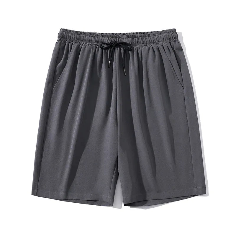 Men's ice silk cropped sports pants in straight-leg style with quick-drying nylon fabric