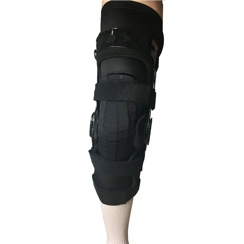 Black anterior ligament knee pad with metal frame support in multiple size options
