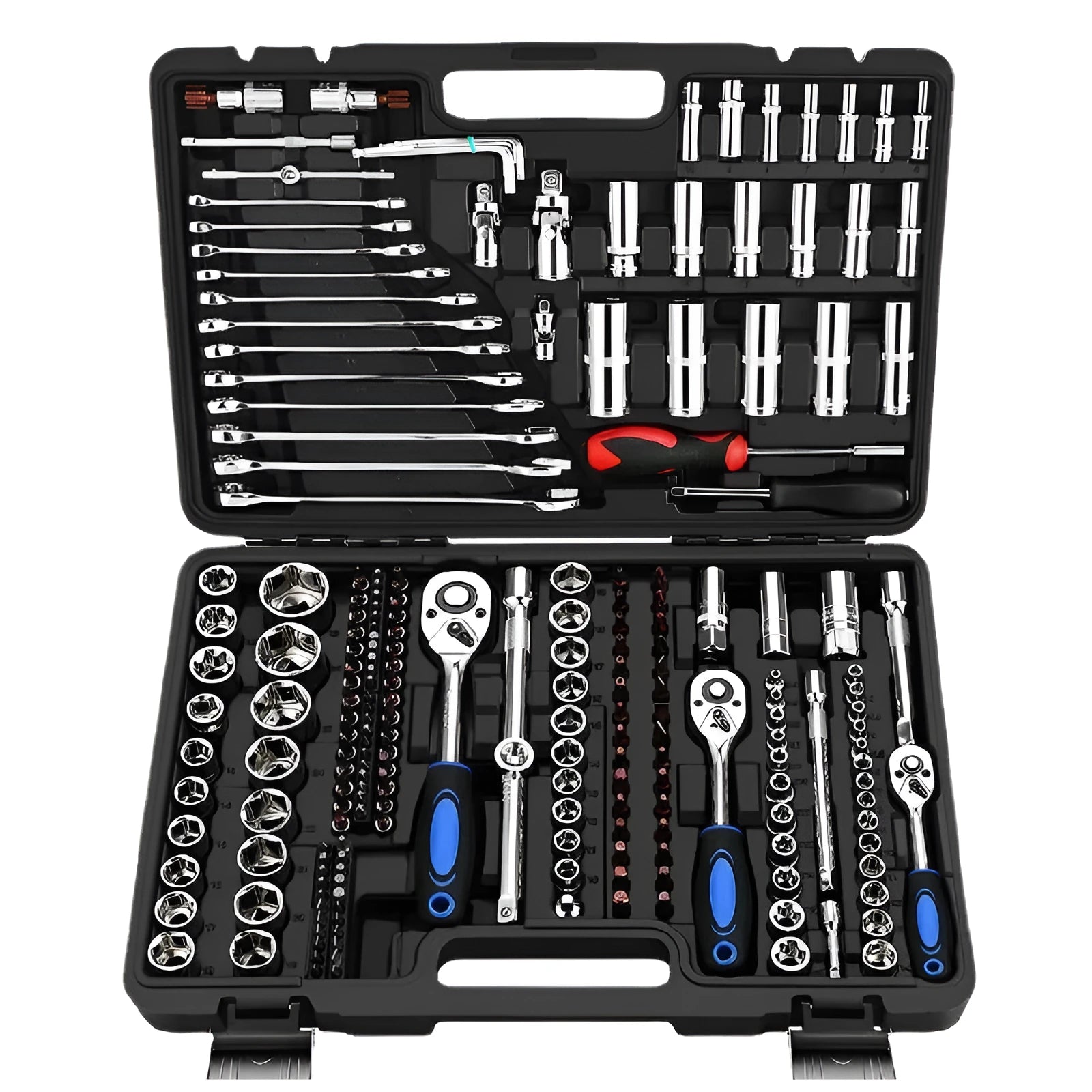 Socket ratchet wrench set in chromium vanadium steel with nickel plating finish