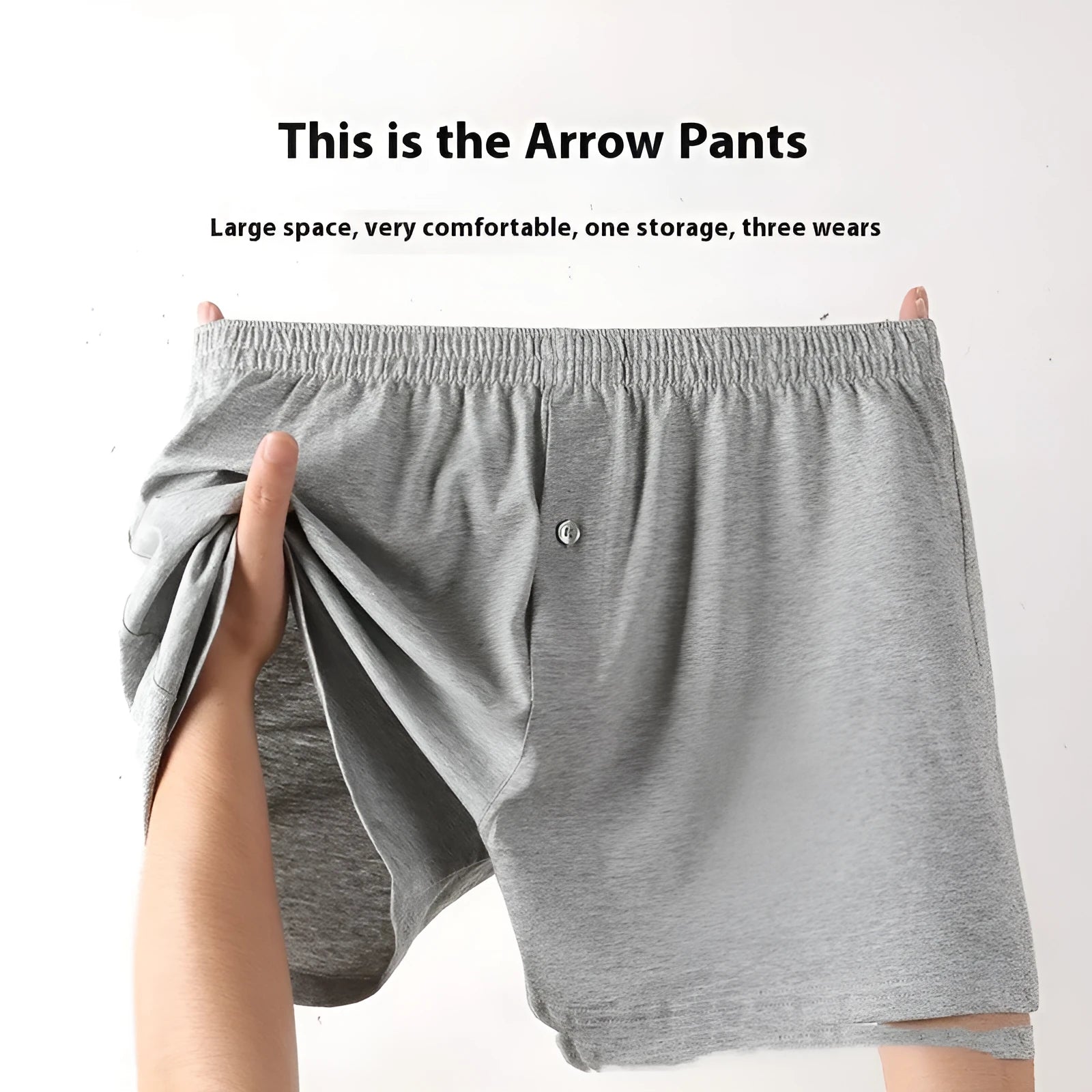 Men's loose cotton boxer shorts in solid colours with high waist design