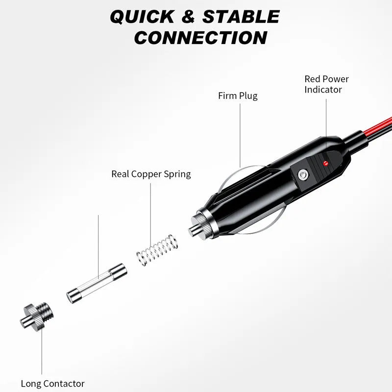 Car 12V 24V cigarette lighter extension cable Y8 one drag two 15cm wire Bakelite splitter