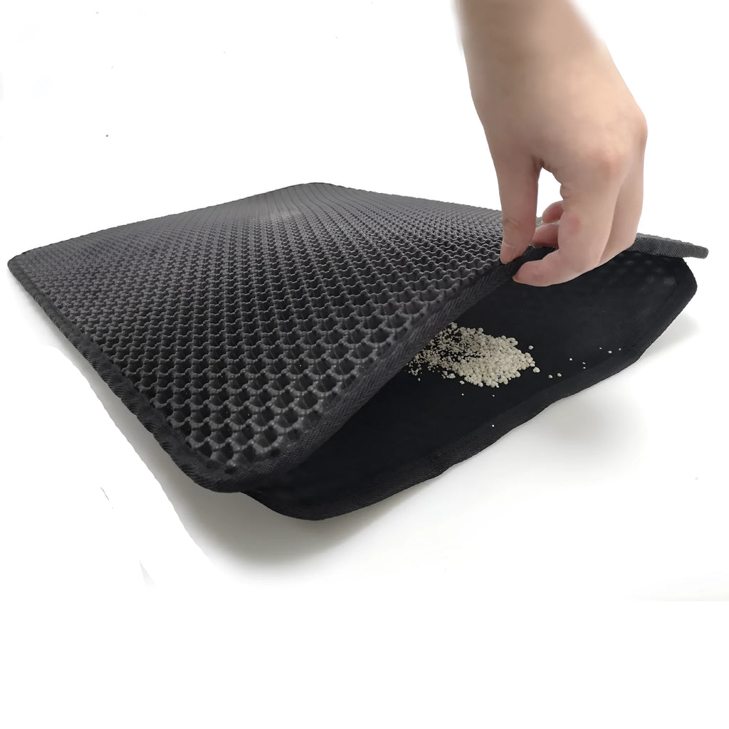 EVA double-layer washable cat litter mat in black, grey, blue, pink, beige, sizes 30x30cm to 45x60cm