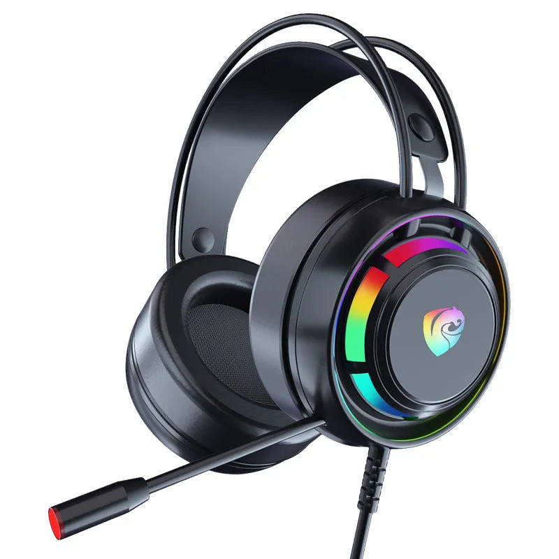 Black computer gaming headphones with microphone, 50mm drivers, and choice of 3.5mm or USB connectivity