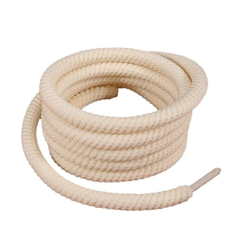 10mm round woven shoelaces for bread shoes in white, beige and black colours