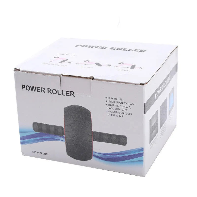 Single-wheel abdominal muscle roller with black and red tyre-skin wheel, 9 x 18 x 32.5 cm, for home or office core training