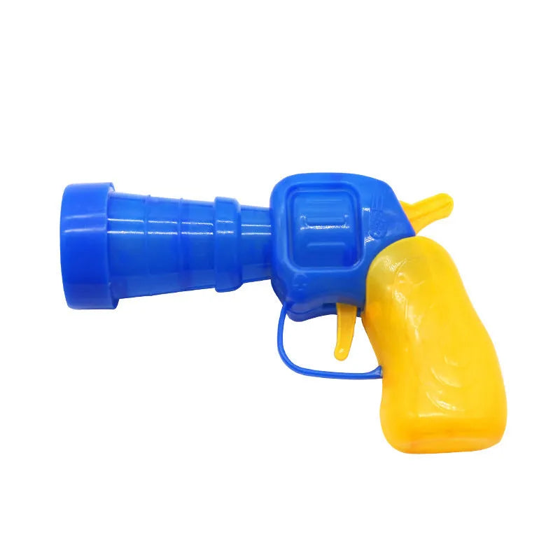 Pet toy launching gun with soft plush yarn balls for interactive dog play