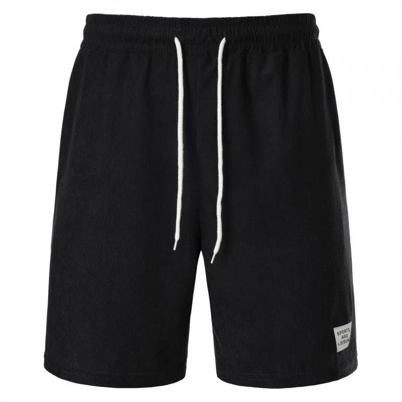 Tied corduroy fifth-length sports pants in breathable polyester, S-2XL, eight colours, no padding