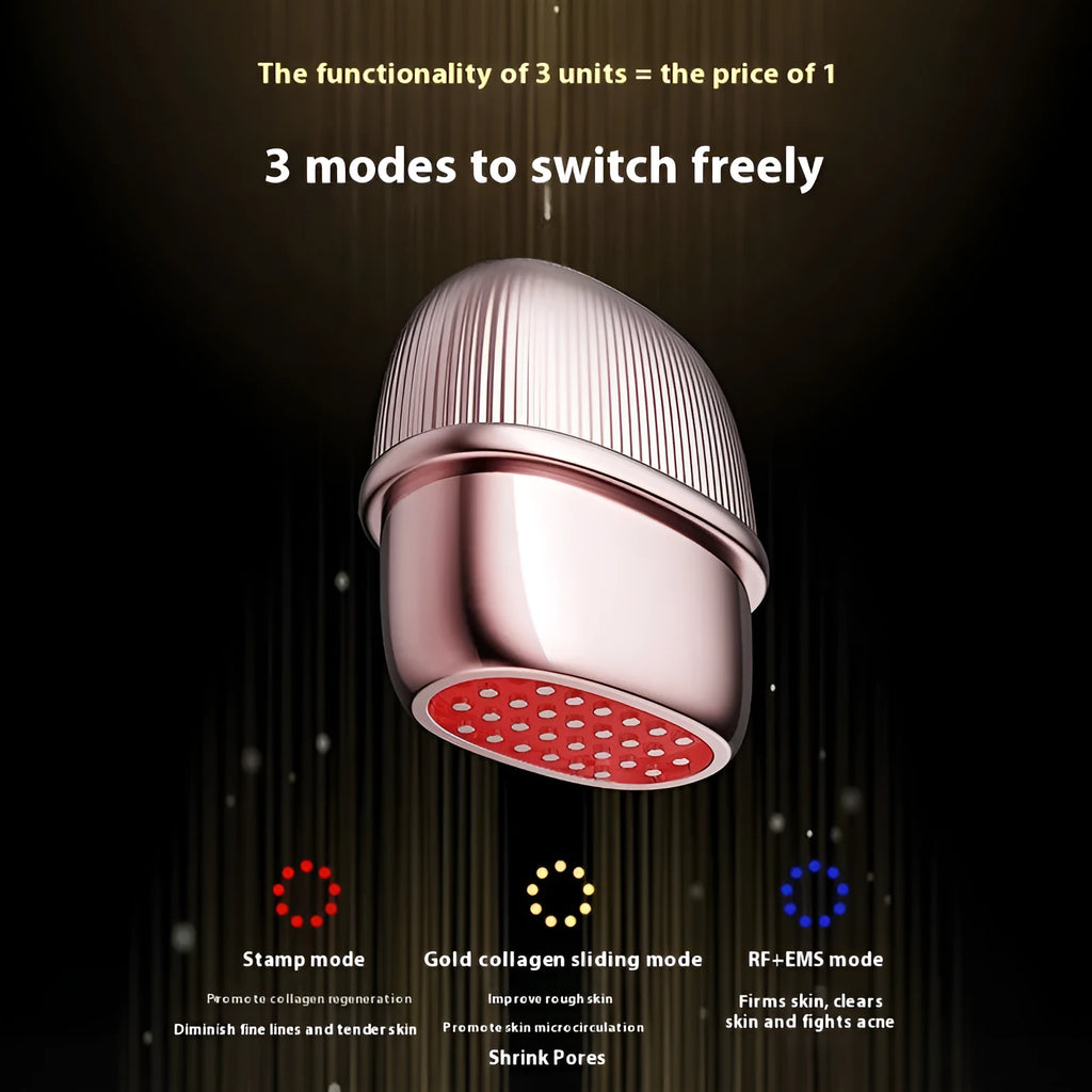 Skin rejuvenation lifting facial firming device in black with Type-C charging port and IPX6 waterproof body