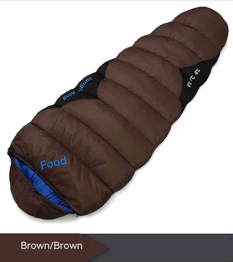 Mummy-style camping sleeping bag in a compression sack, shown in Army Green colour option.