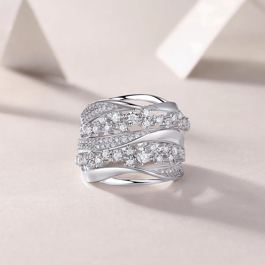 S925 silver platinum-plated moissanite wedding ring set in sizes 5 to 9 with gift box and GRA certificate