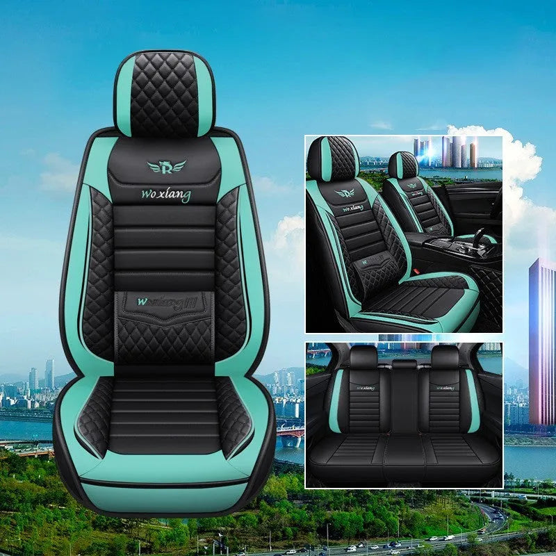 Red leather car seat cushion with high elastic sponge filler on a car seat.