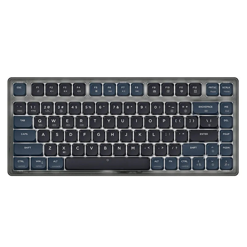AJAZZ AK832PRO mechanical keyboard with colour screen and green keycaps showing compact 81-key layout