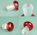 Modern crystal mushroom decorative craft measuring 40x53mm in transparent, green, red, or yellow with geometric styling