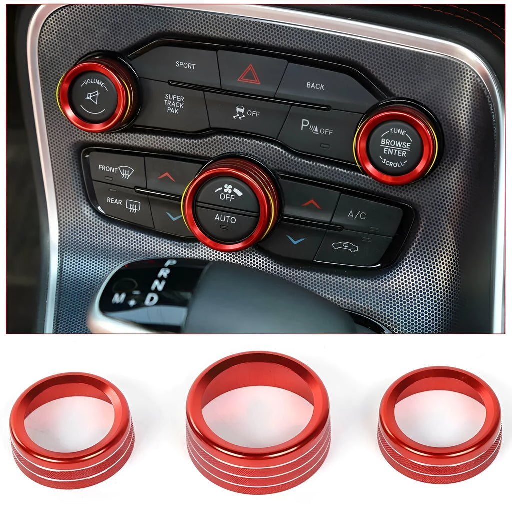 Aluminium alloy air conditioning knob decorative ring for Challenger Dodge Jeep 2015-2022 models