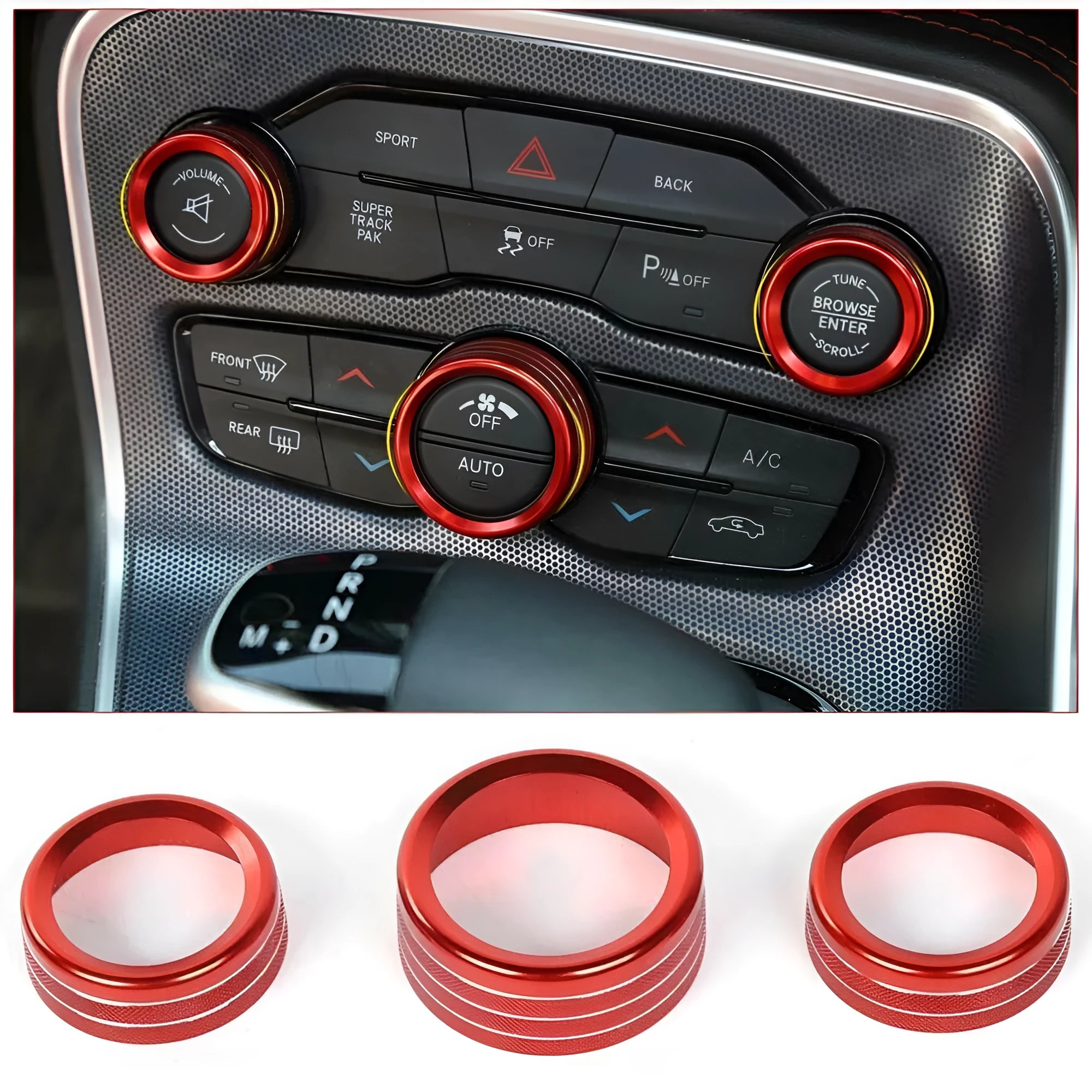 Aluminium alloy air conditioning knob decorative ring for Challenger Dodge Jeep 2015-2022 models