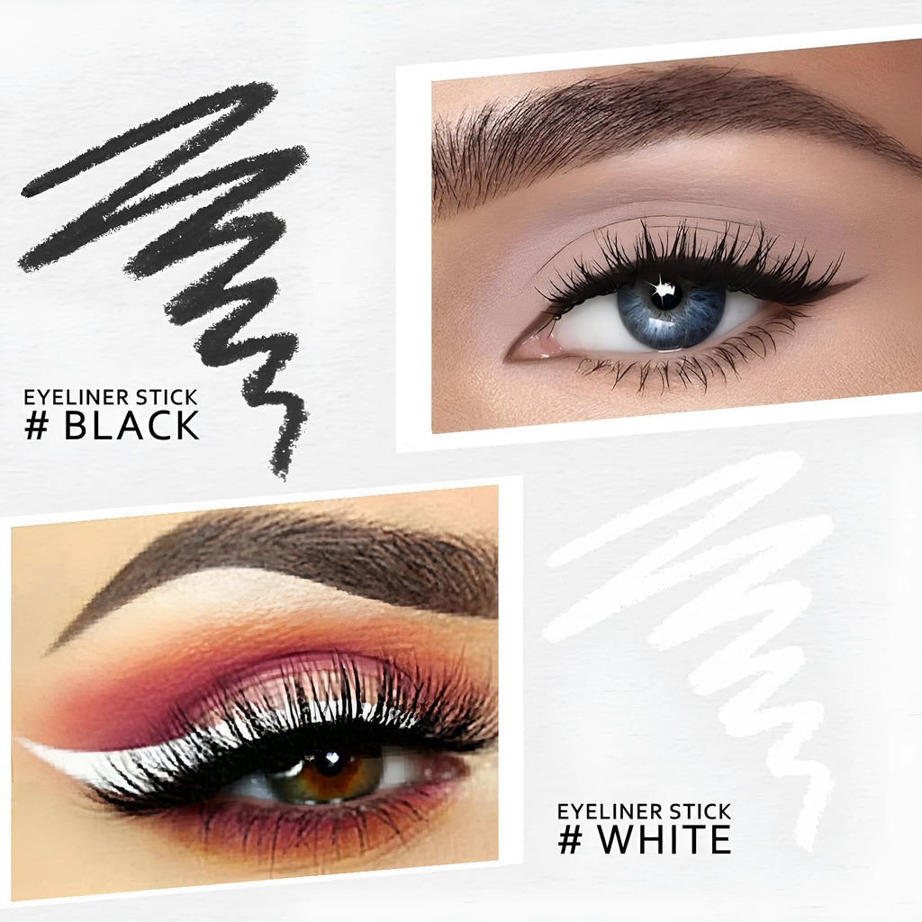 12-piece white and black waterproof eyeliner pencil set with sharpener for eyebrows, eyeshadow and lips
