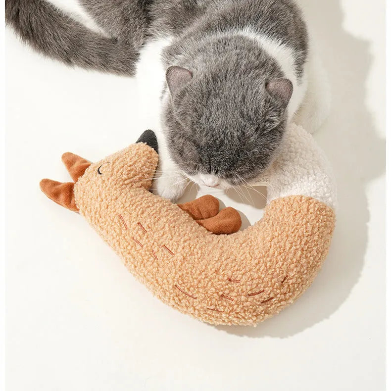 Cartoon plush dog chew toy in Fox or Duckling design with squeaker inside