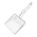 Iron cat litter scoop with electroplating, two size options, small and large, on a neutral background