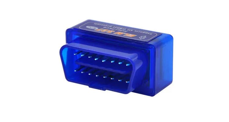 ELM327 Bluetooth OBD2 car diagnostic scanner plugged into a vehicle port