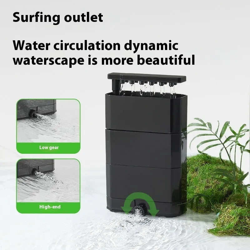 Black plastic low water level three-in-one turtle filter, 8W 850L, US standard 110V