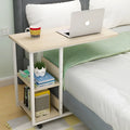 Portable bedside table laptop lazy desk in niameine walnut finish, 60cm length, modern simple mobile style