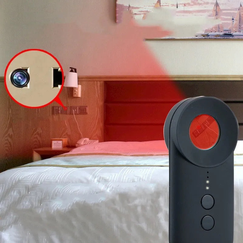 Black ABS anti-spy signal detector for GPS and hidden camera scanning with Micro USB port