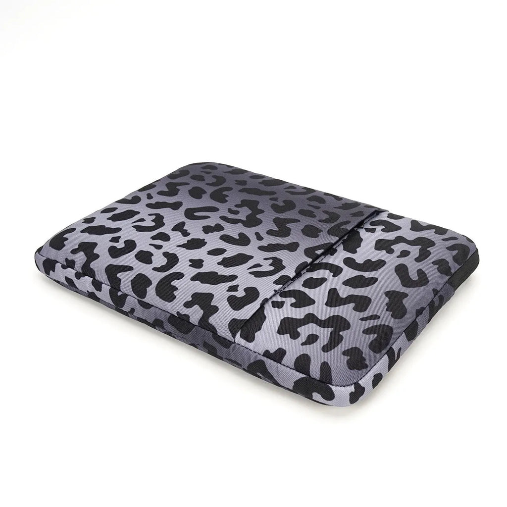 Leopard print laptop sleeve with flannel interior for 13-inch and 15.6-inch laptops