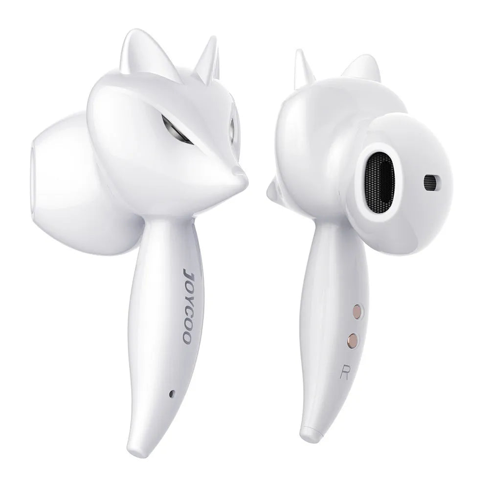 Cartoon fox Bluetooth wireless headset, red and white double stereo earplug with battery display