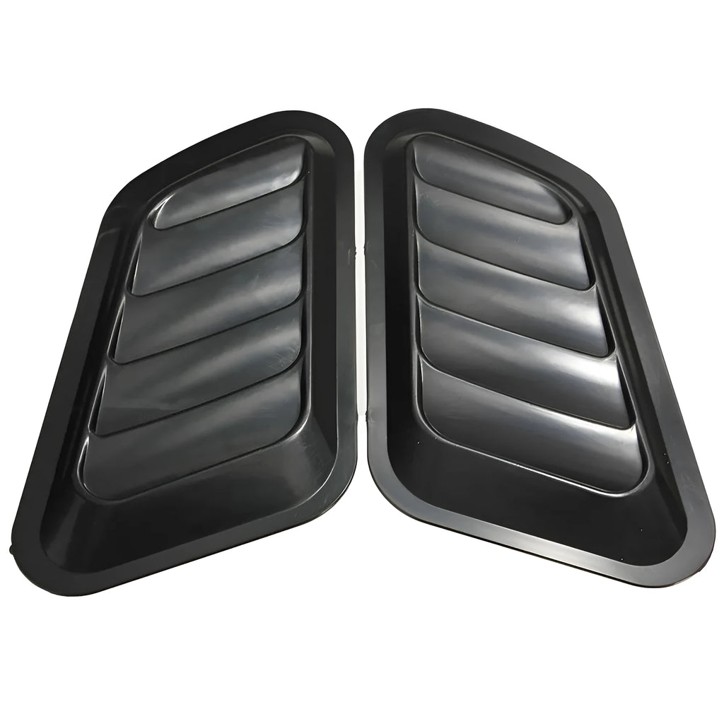 Pair of black ABS plastic fake car air outlet covers on body panel