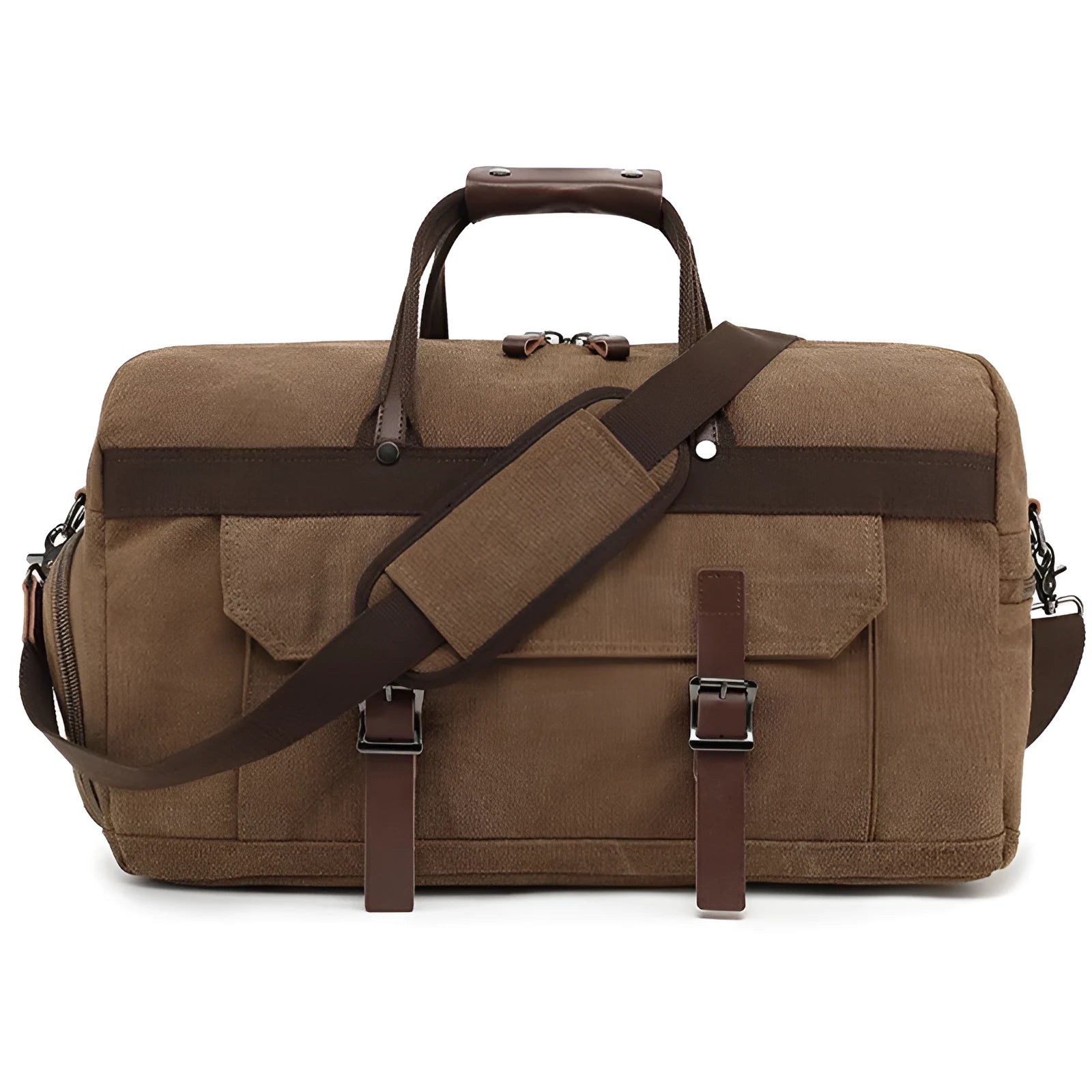 Men's canvas crossbody travel bag with retro styling in black, brown or grey colours