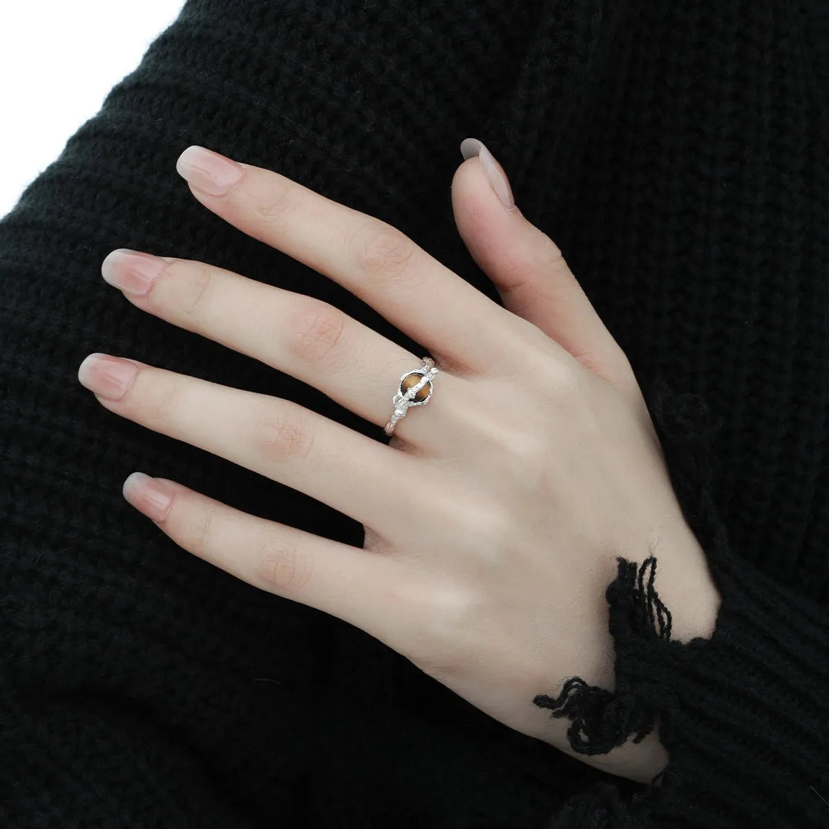 Saturn design adjustable opening ring in white gold electroplated silver