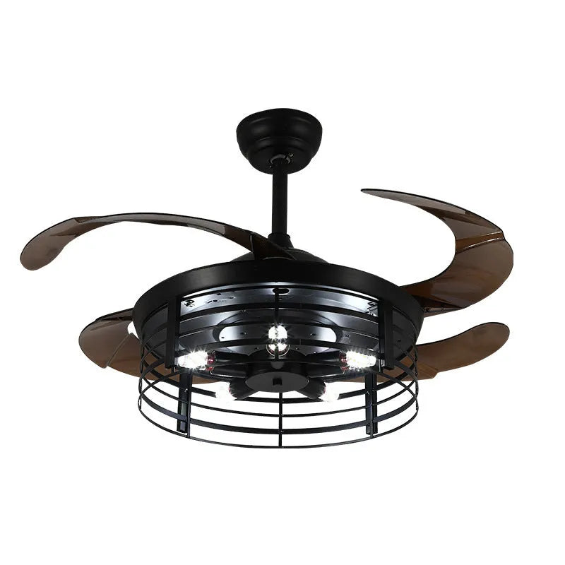 42-inch American retro style ceiling fan light with acrylic blades and shade, remote control included.